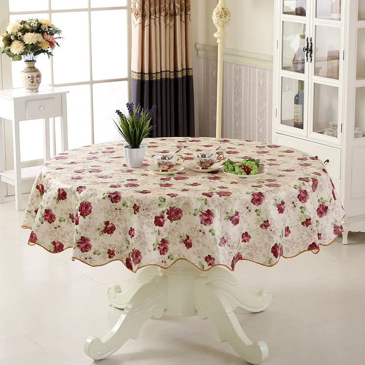 Nappe ronde en PVC imprimé florale
