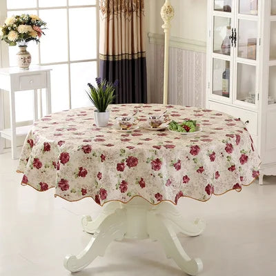 Nappe ronde en PVC imprimé florale