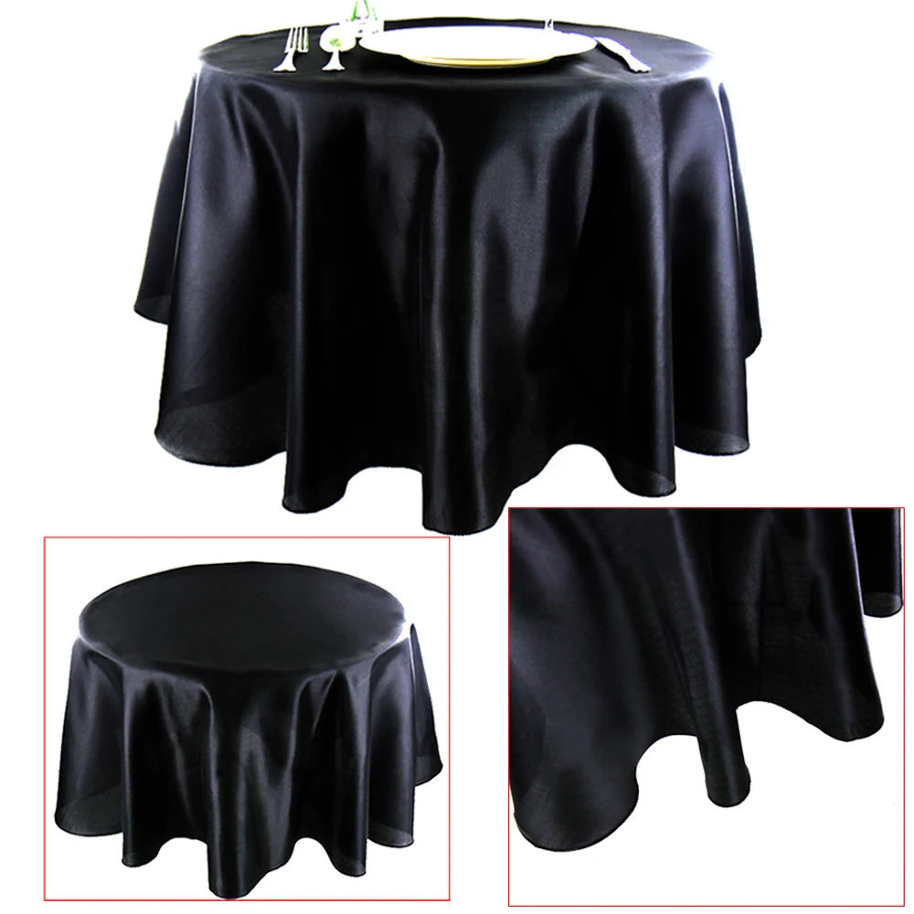 Nappe de table ronde en satin - Couleurs variées