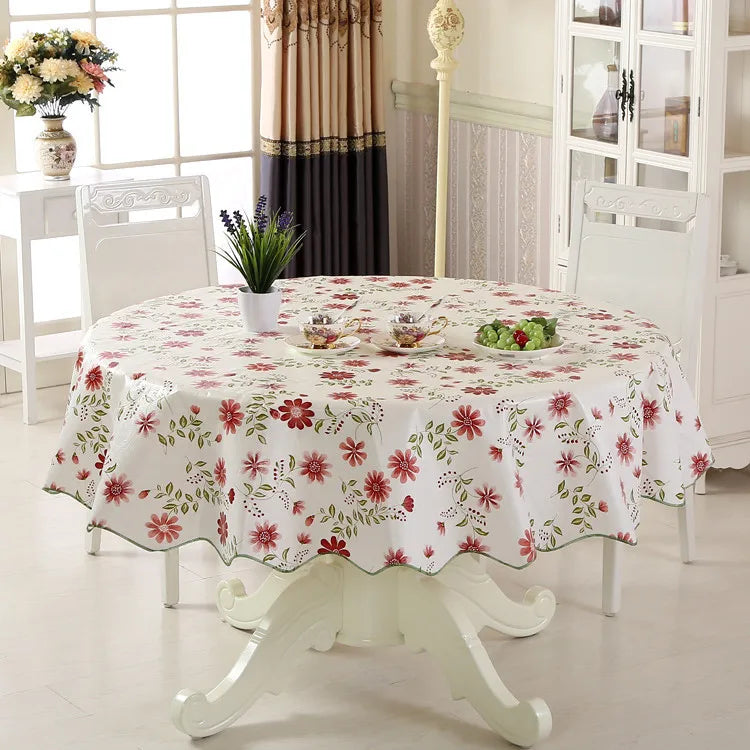 Nappe ronde en PVC imprimé florale
