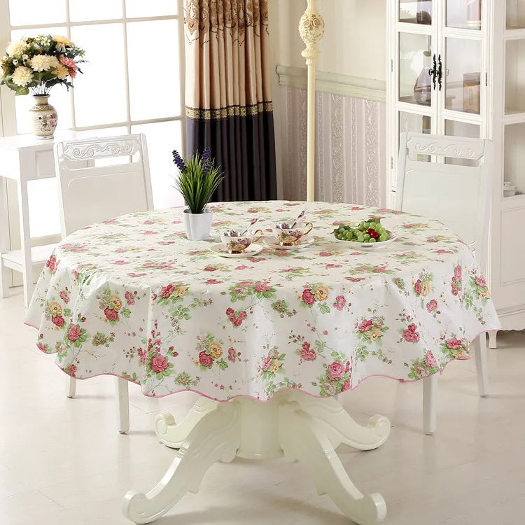 Nappe ronde en PVC imprimé florale