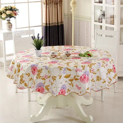 Nappe ronde en PVC imprimé florale