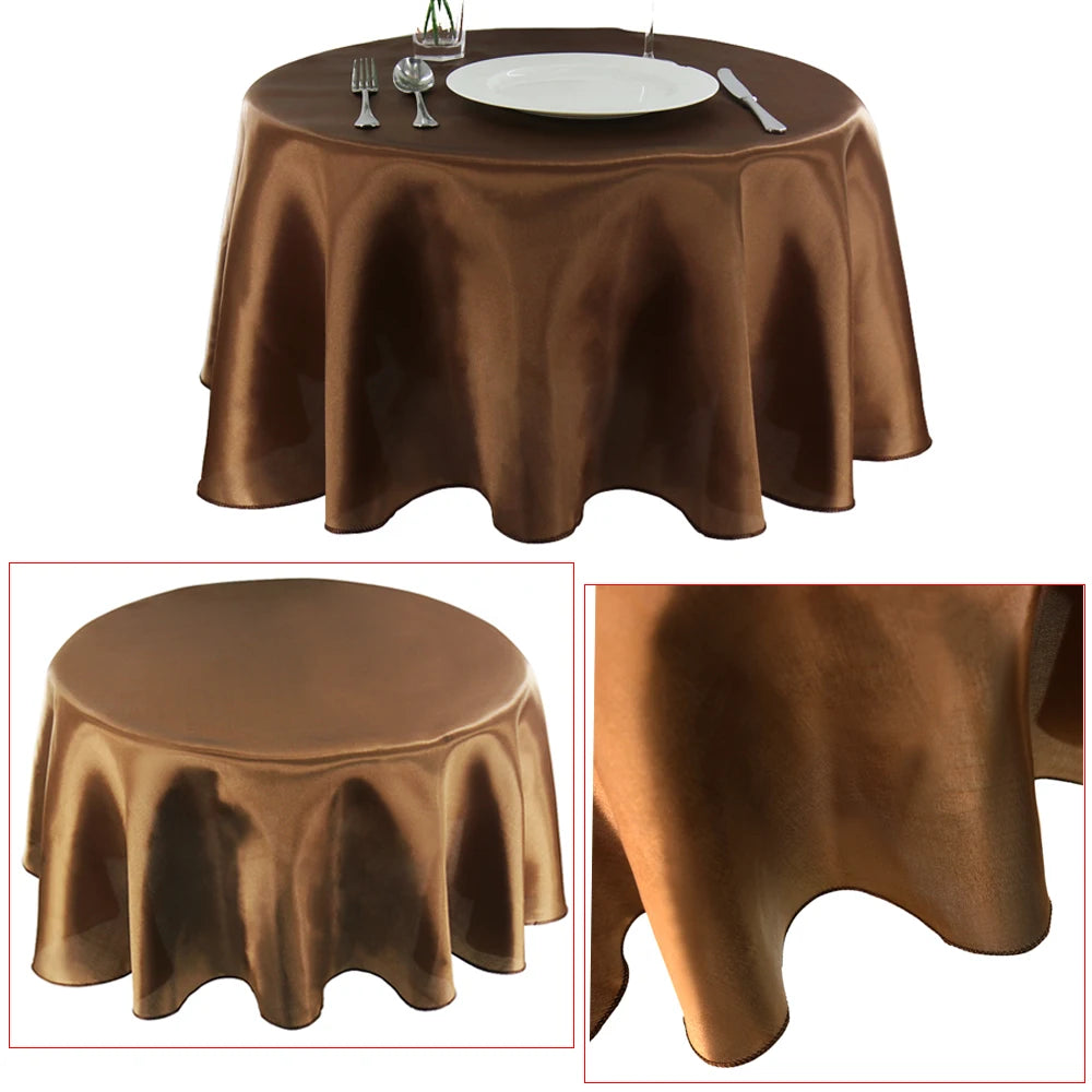 Nappe de table ronde en satin - Couleurs variées