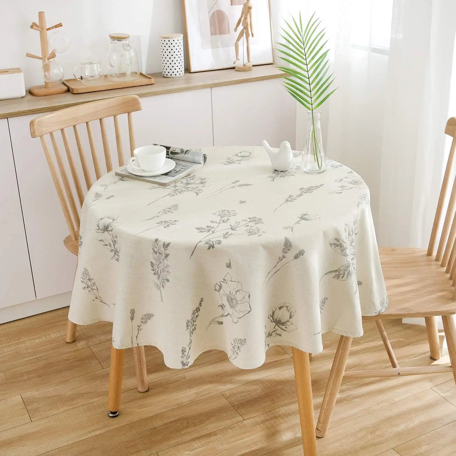 Nappe ronde en coton – imprimé fougère