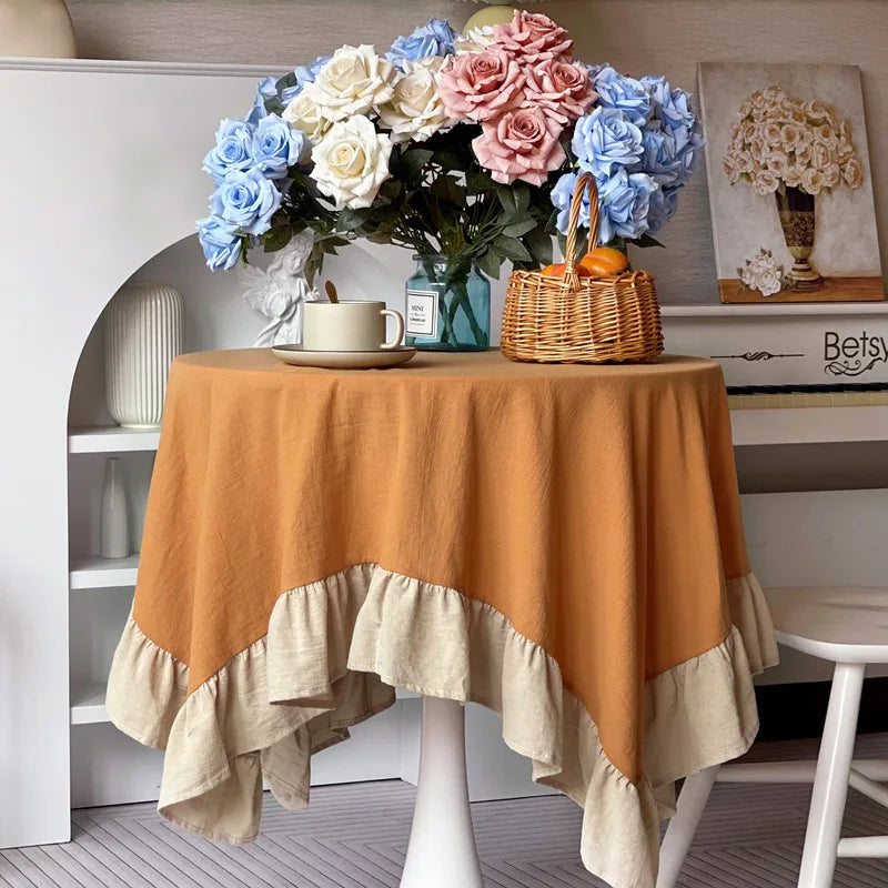 Nappe ronde à franges 100% coton