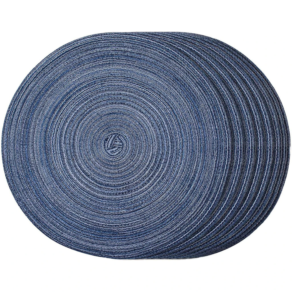 Lot de 4 napperons ronds tissés - bleu foncé