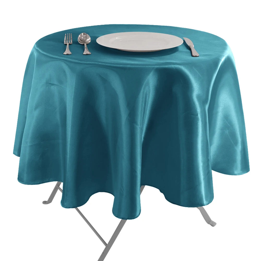 Nappe de table ronde en satin - Couleurs variées