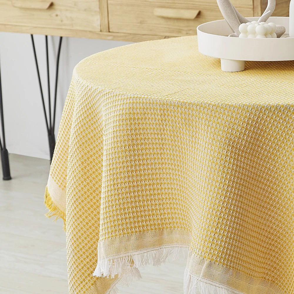 Nappe à franges carrée en coton