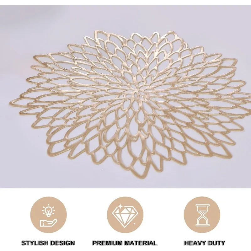 Lot de 6 Napperons en PVC - doré