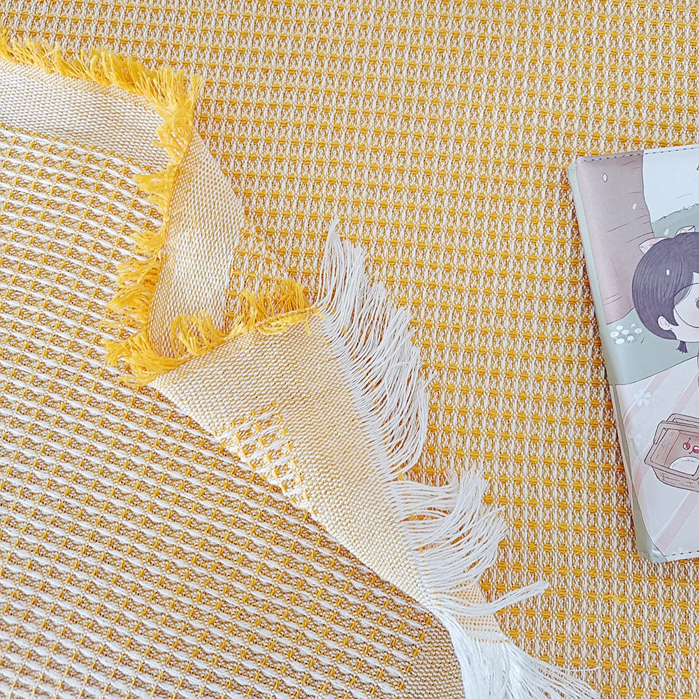 Nappe à franges carrée en coton