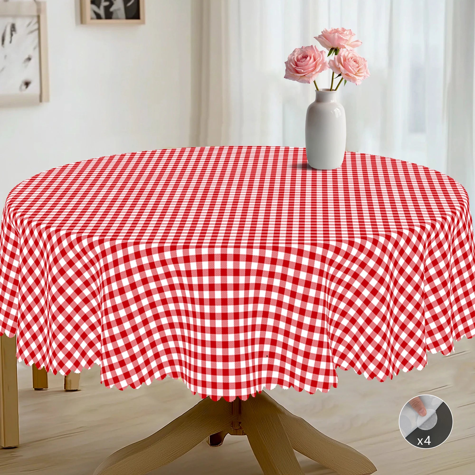 Nappe de table imperméable à carreaux rouge et blanc