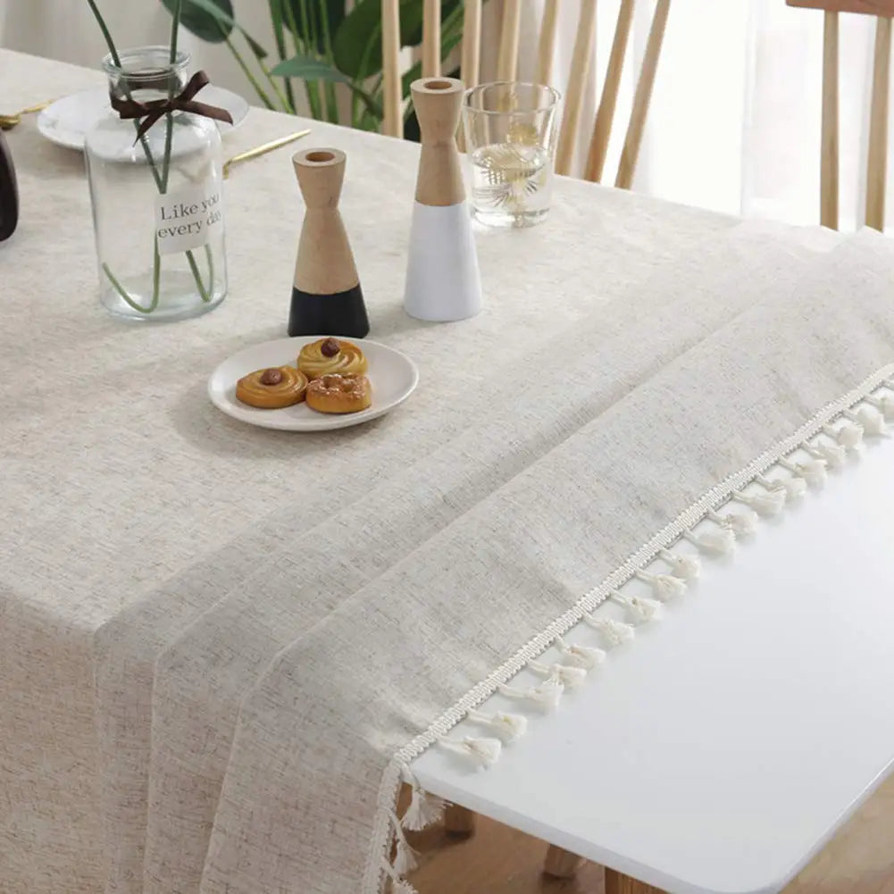 Nappe en lin avec franges bohème