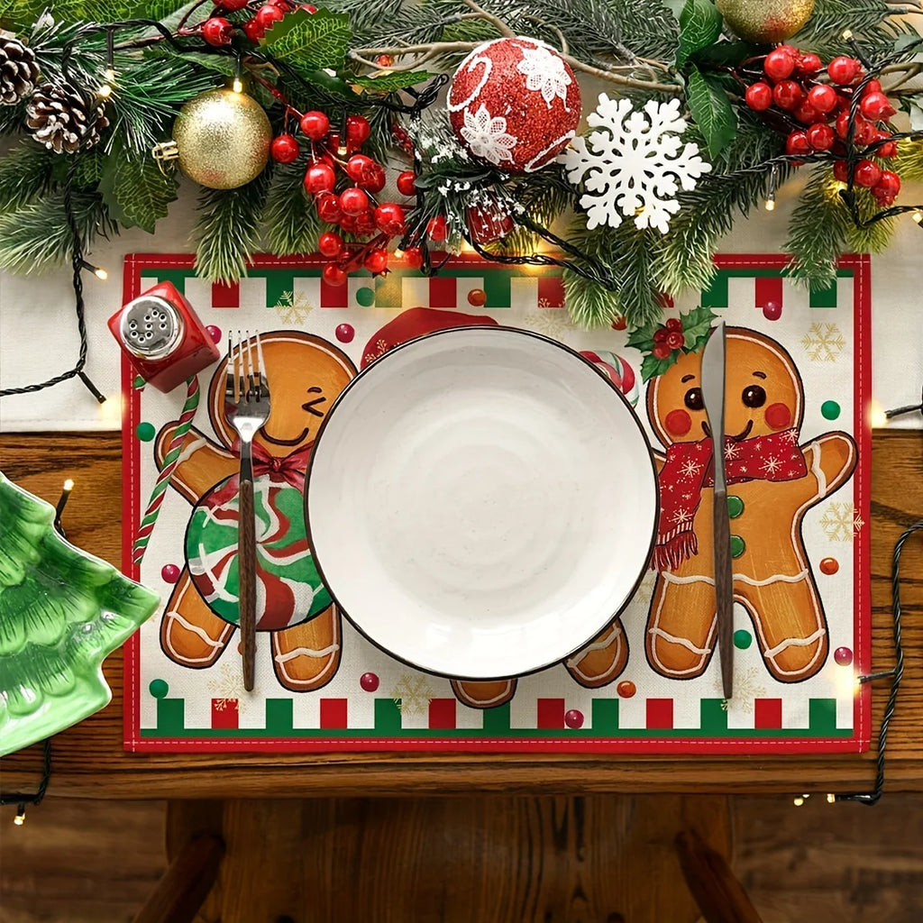 Lot de napperons anti-tache - motif noël