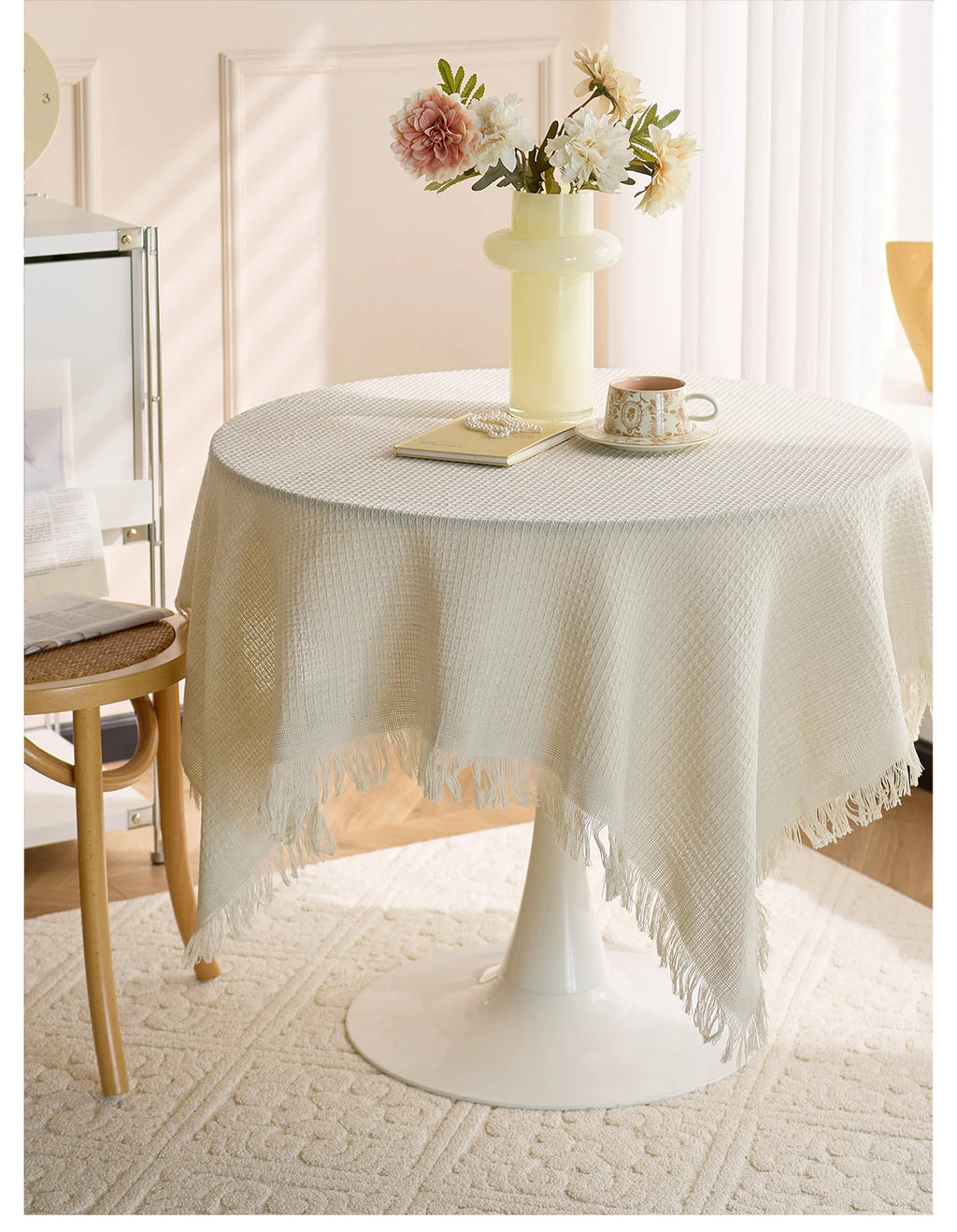 Nappe à franges carrée en coton