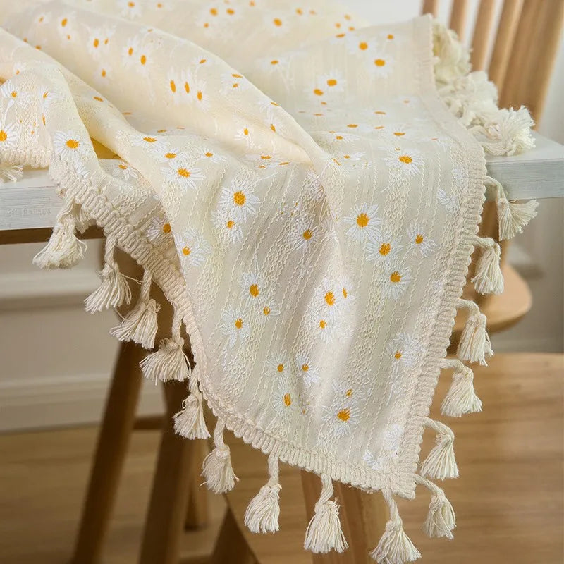 Nappe en coton à pompons - style coréen