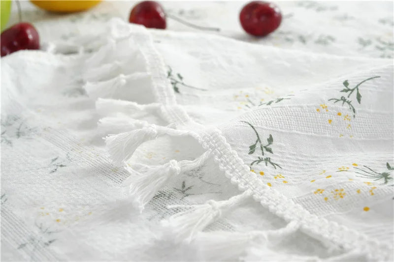 Nappe ronde en coton avec pompon