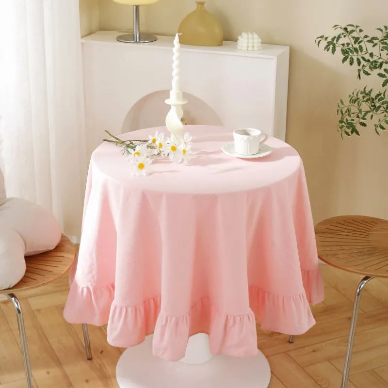 Nappe ronde à franges 100% coton