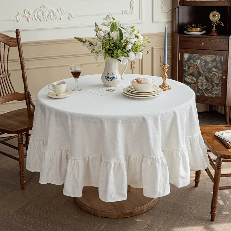 Nappe ronde à franges 100% coton