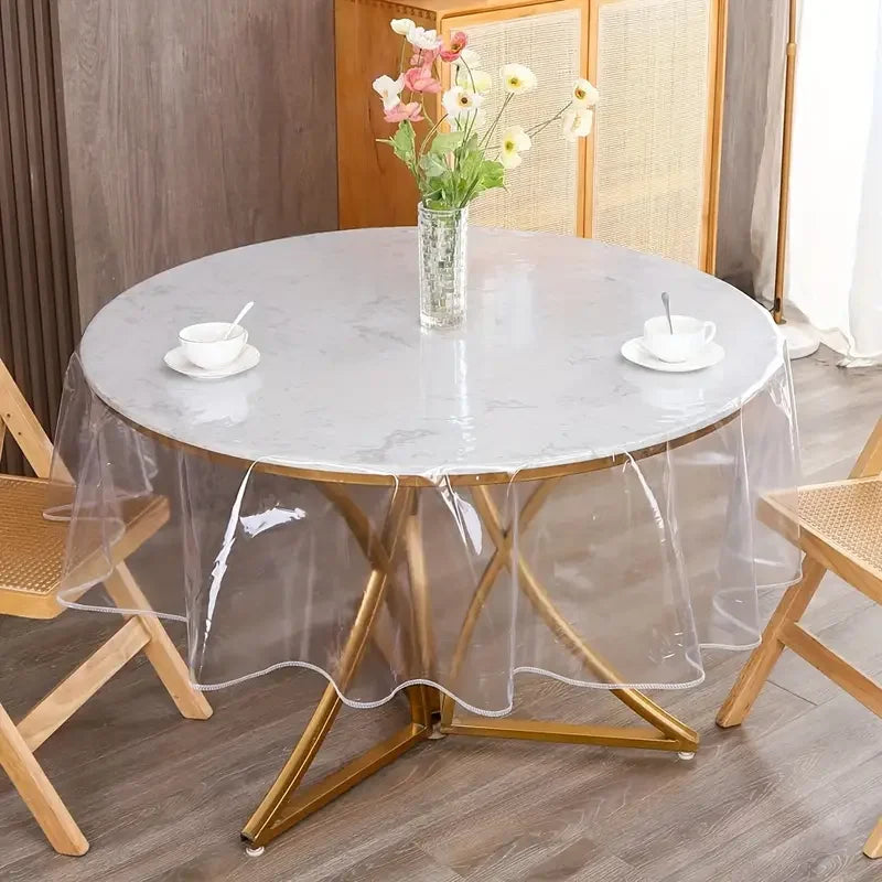 Nappe de table ronde en PVC transparent
