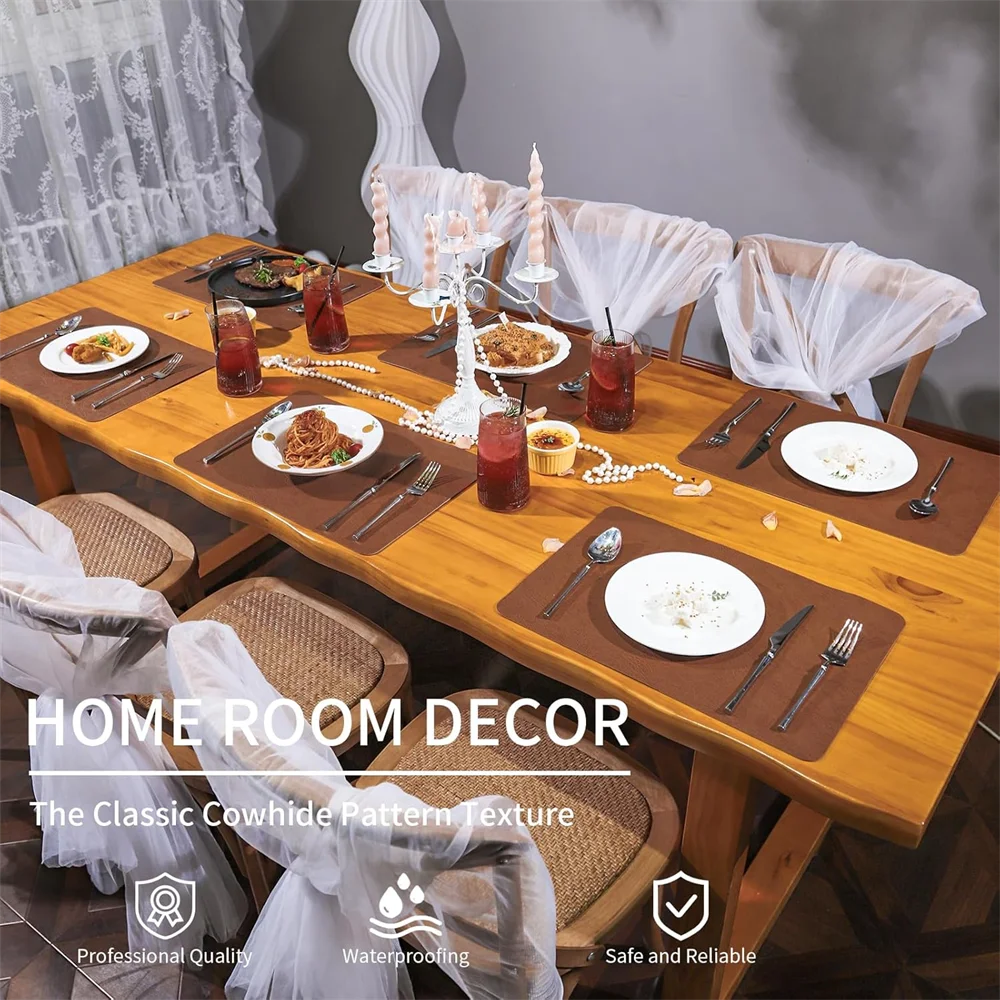 Lot de napperons en simili cuir antidérapants - Marron