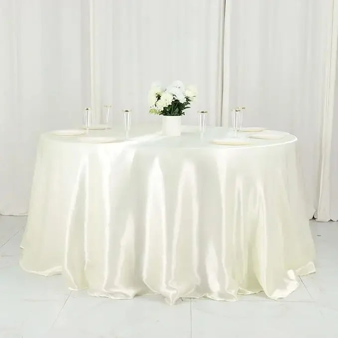 Nappe de table ronde en satin - Beige