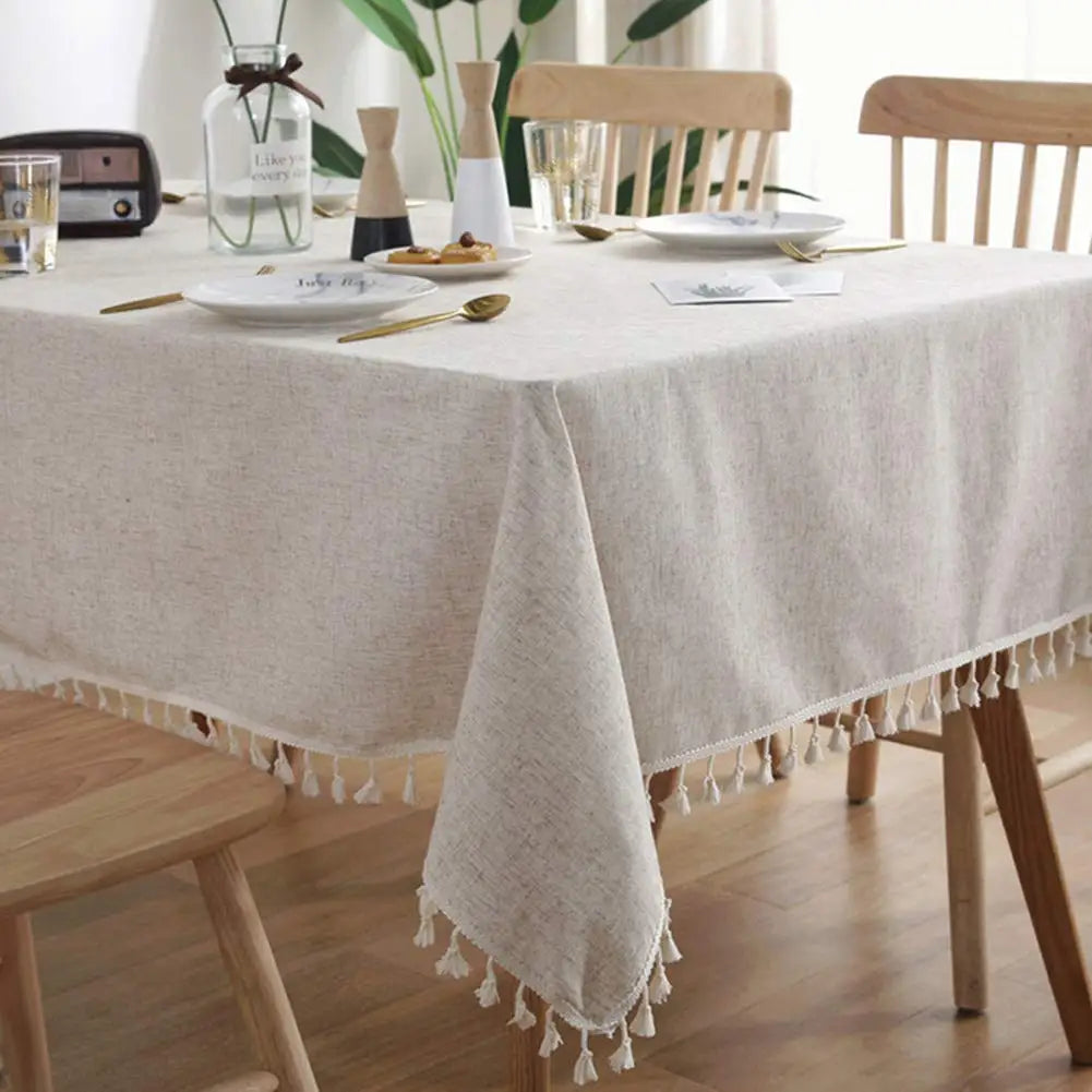 Nappe en lin avec franges bohème