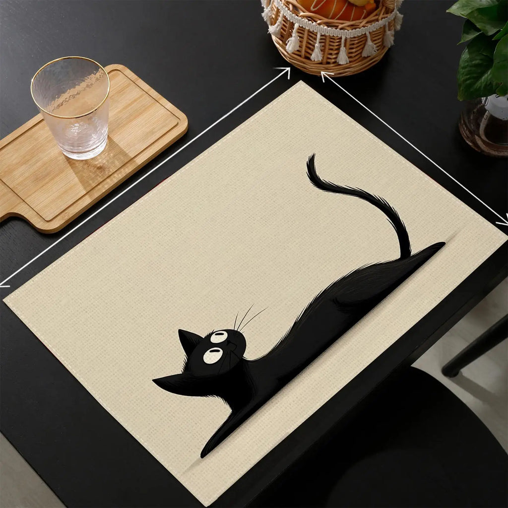 Lot de napperons anti-tache - motif chat