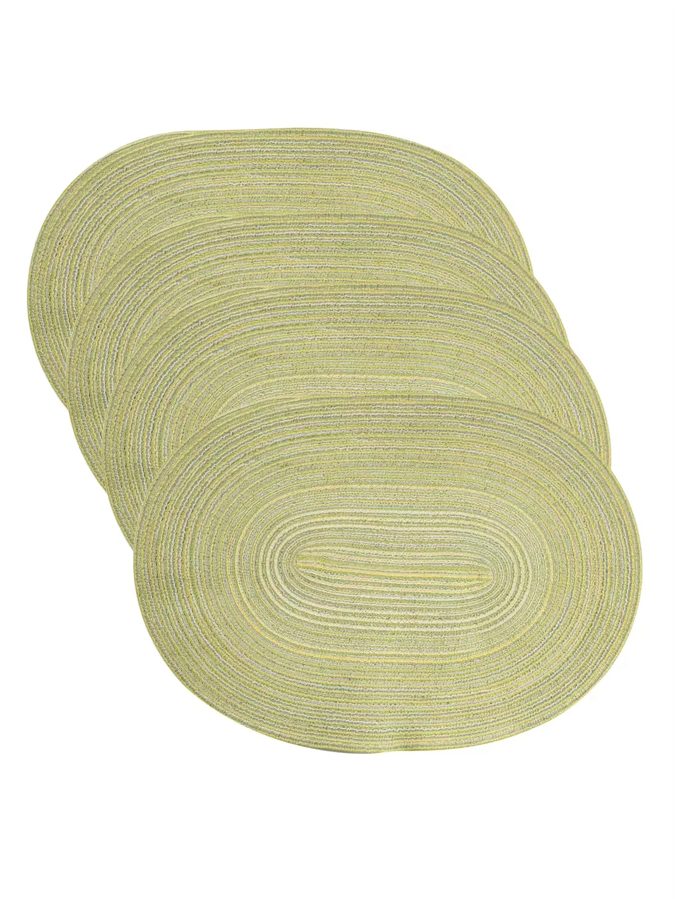 Lot de 4 napperons ovales tissés antidérapants - Vert