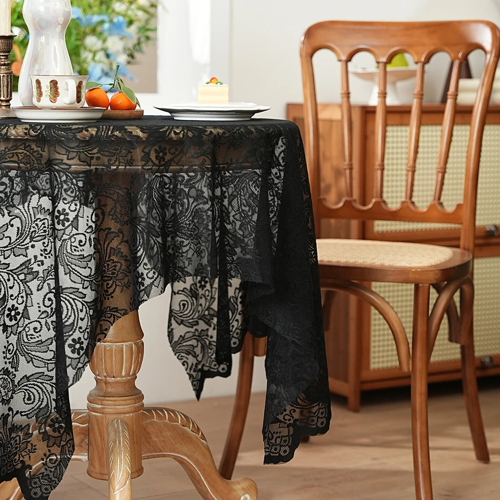 Nappe de table en dentelle - Noir