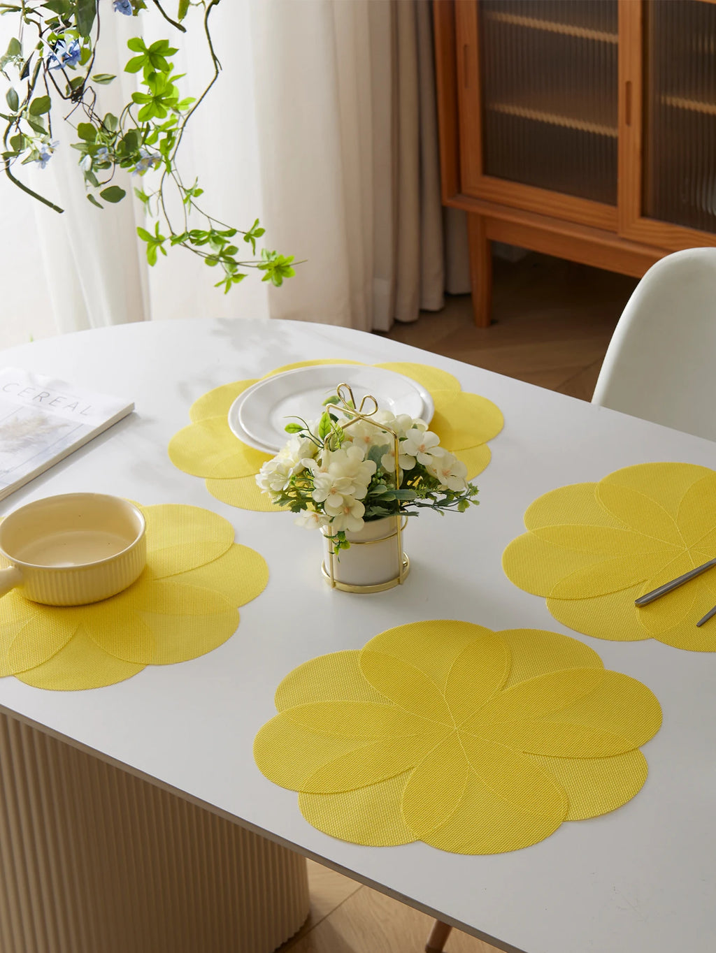 Lot de napperons en PVC antidérapants en Forme de fleurs