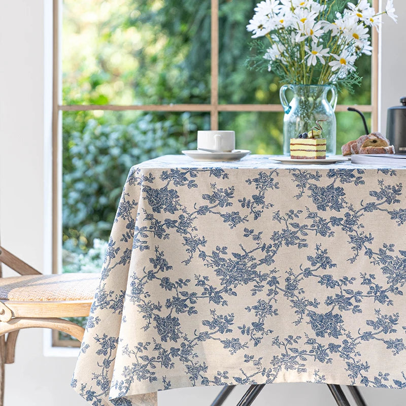 Nappe en coton – imprimé floral bleu