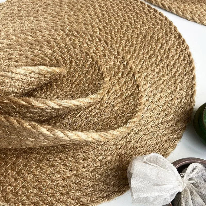 Lot de 4 napperons ovales tissés en lin antidérapants