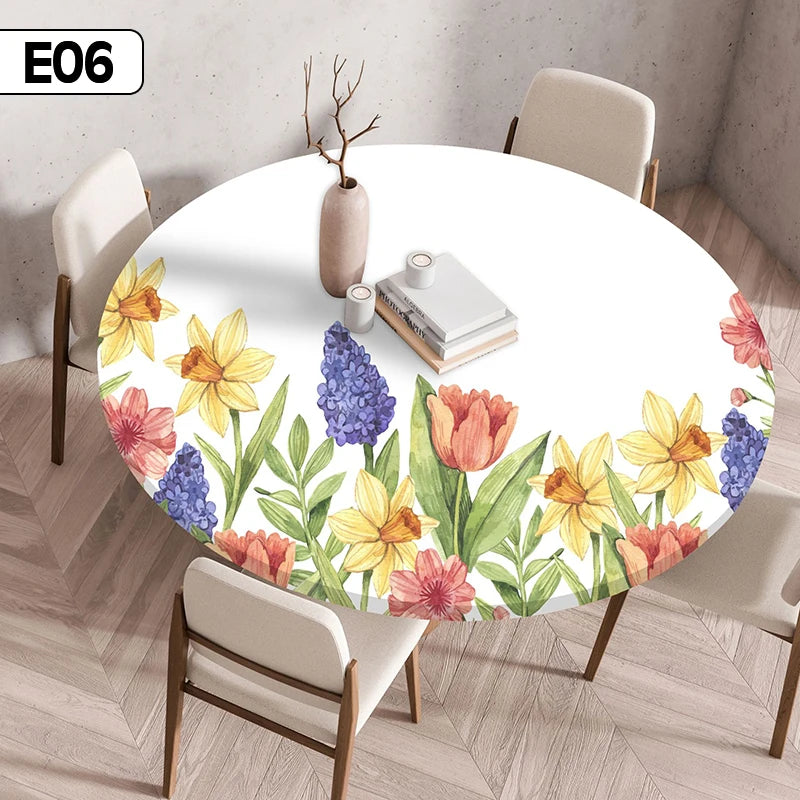 Nappe de table ronde imperméable imprimé florale