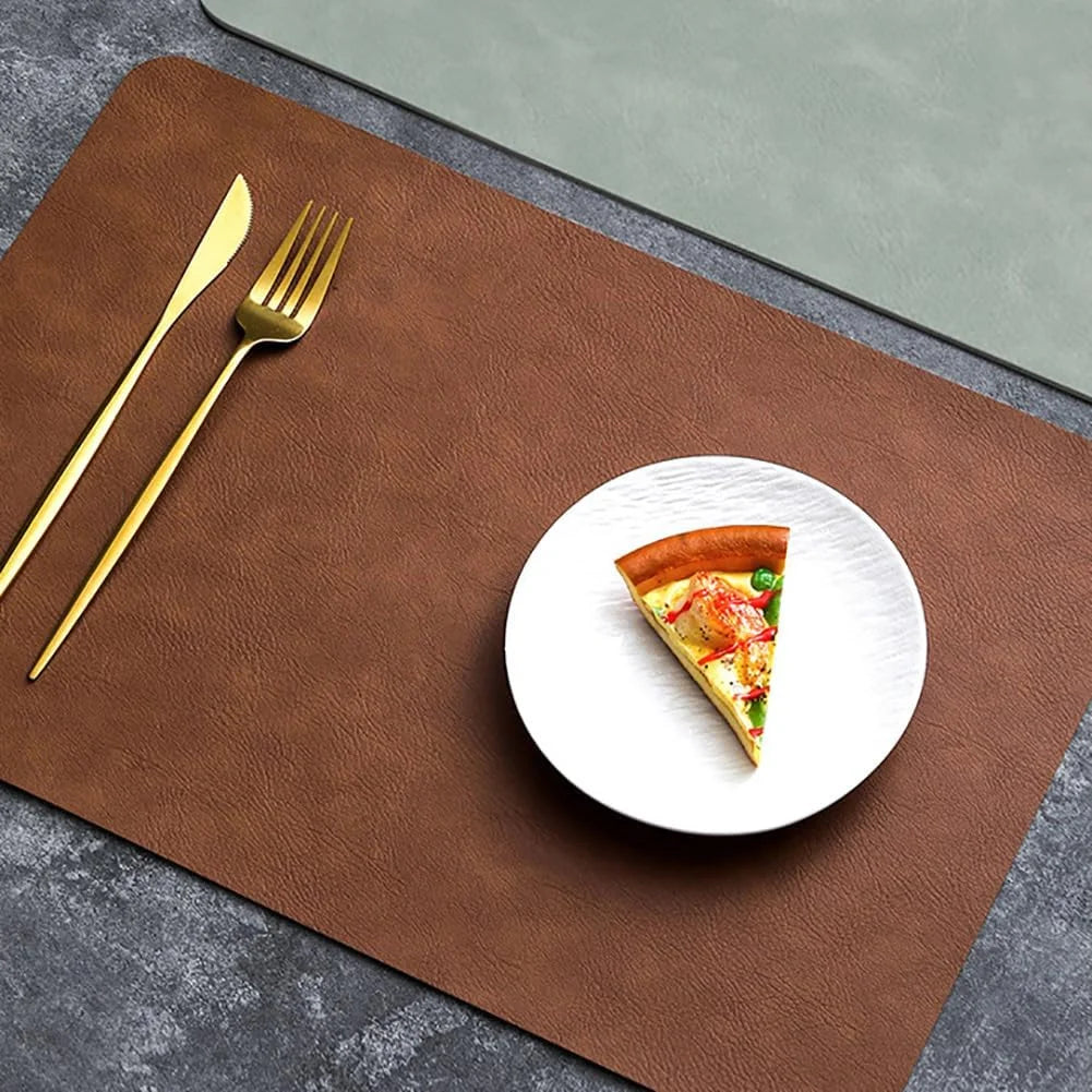 Lot de napperons en simili cuir antidérapants - Marron