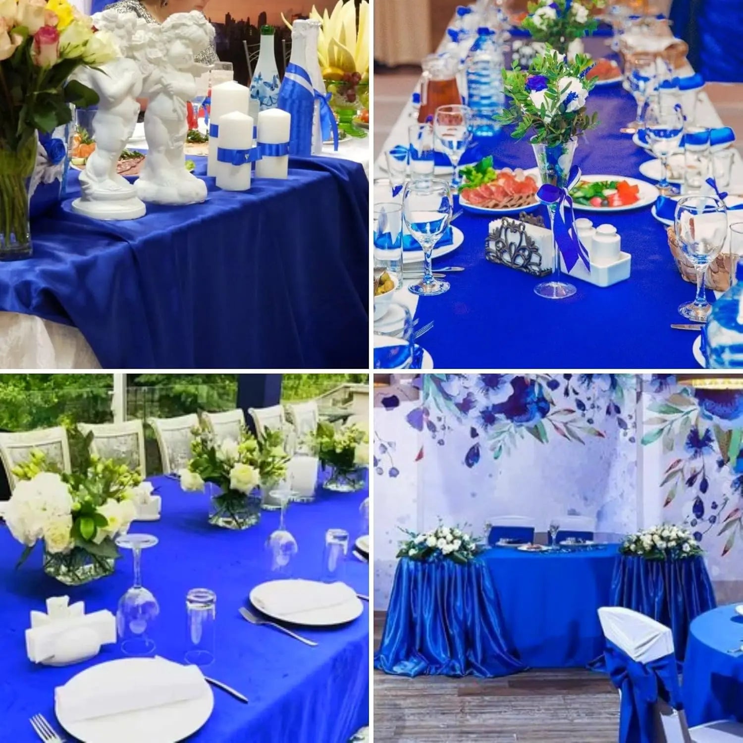 Nappe de table en satin - Bleu électrique