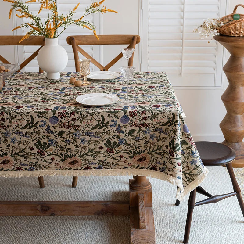 Nappe en coton jacquard - style rustique américain