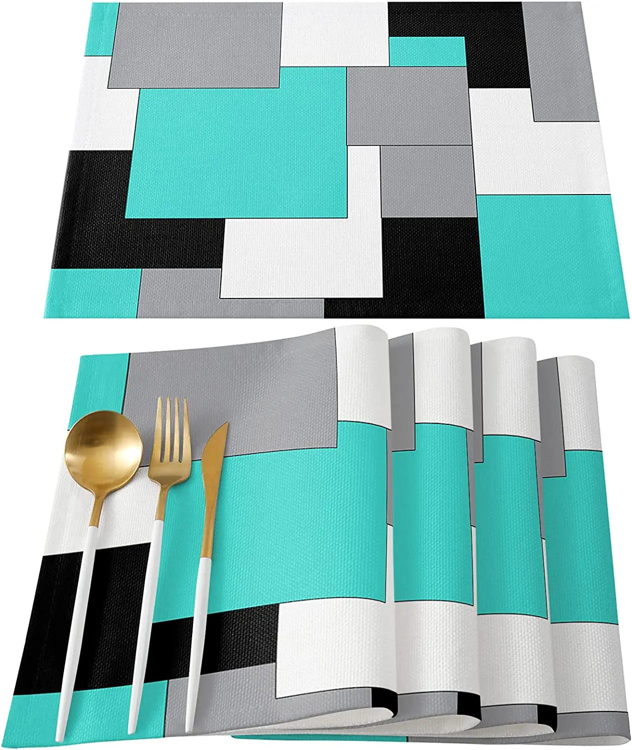 Lot de 4 napperons à motifs géométriques