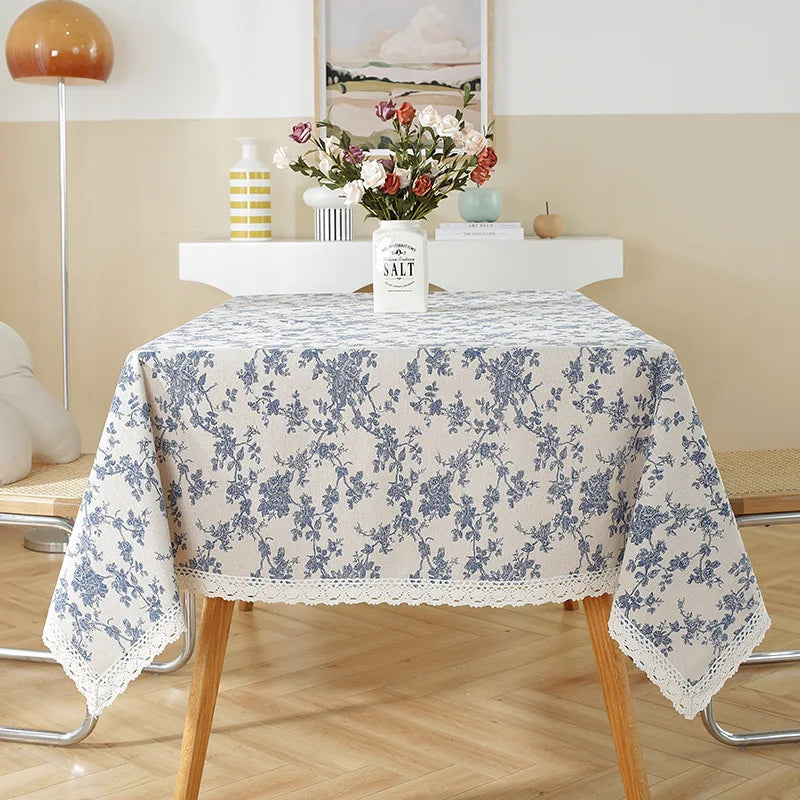 Nappe en coton – imprimé floral bleu