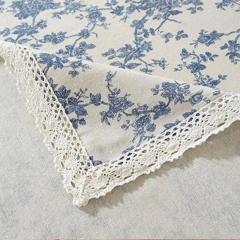 Nappe en coton – imprimé floral bleu