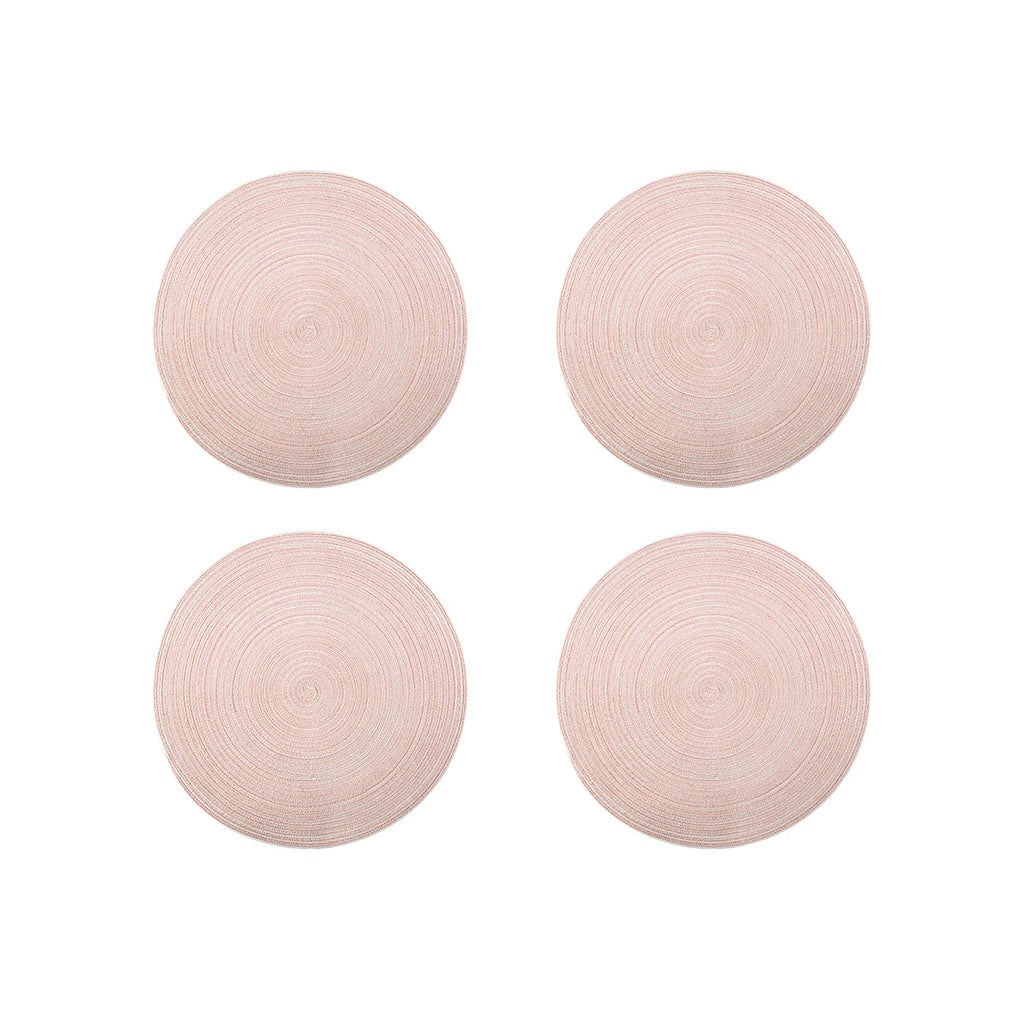 Lot de 4 napperons ronds tissés - Rose