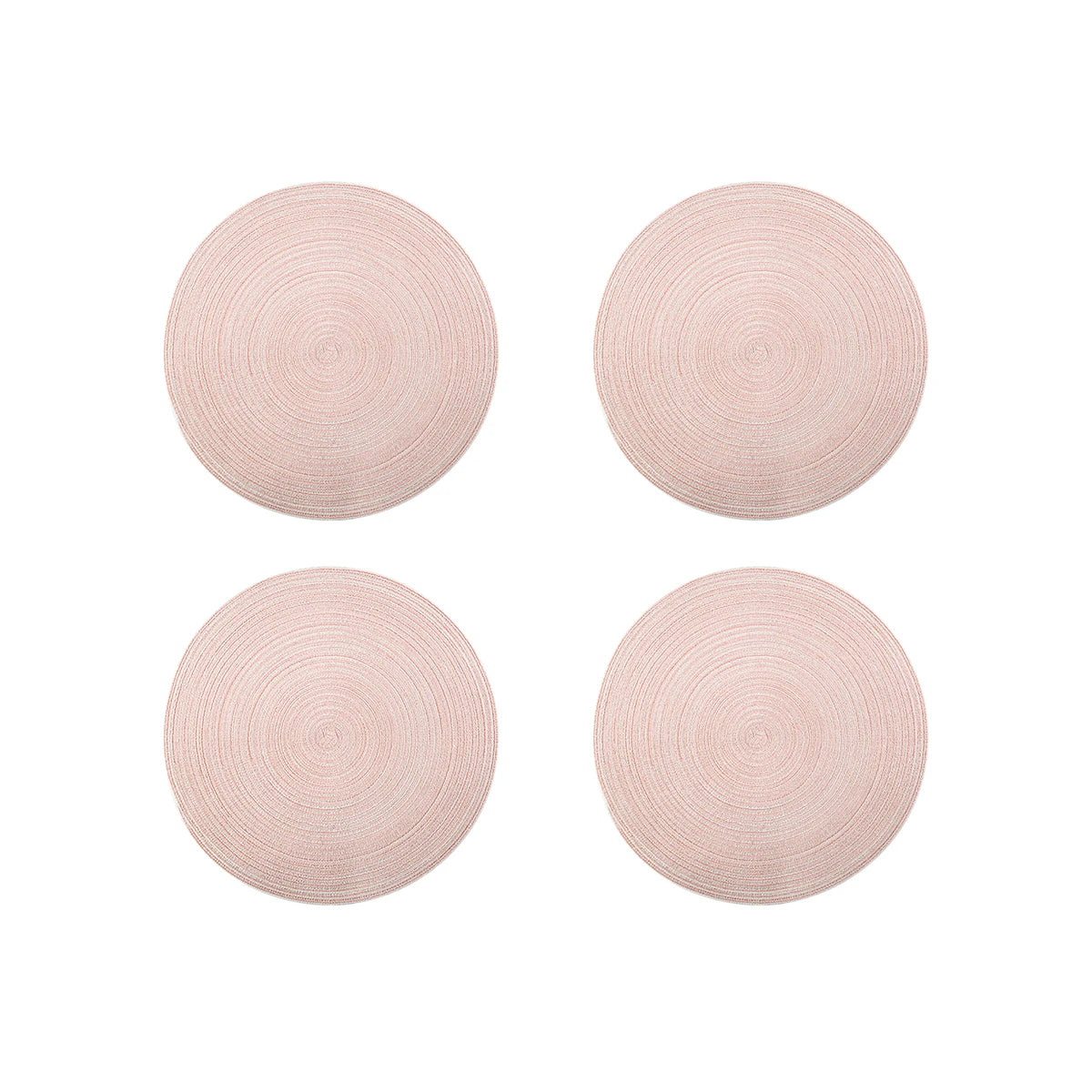 Lot de 4 napperons ronds tissés - Rose