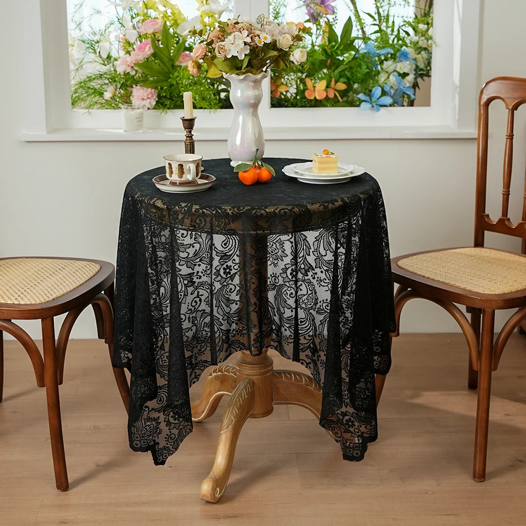 Nappe de table en dentelle - Noir