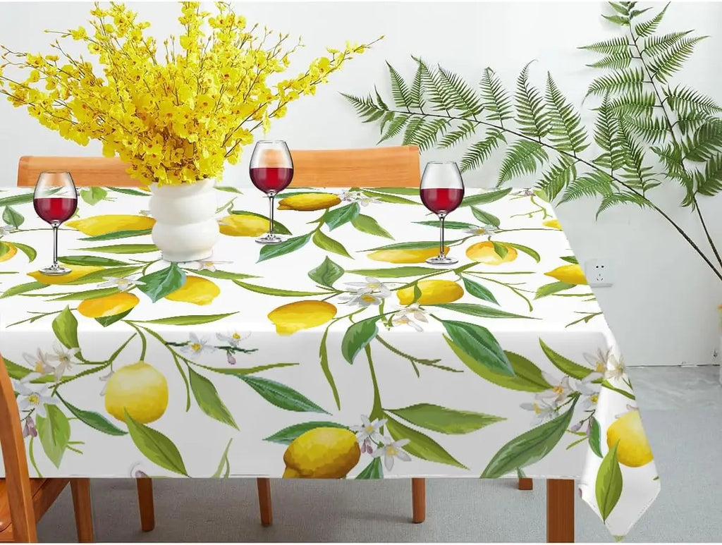 Nappe de table imperméable fleurs de citron jaune