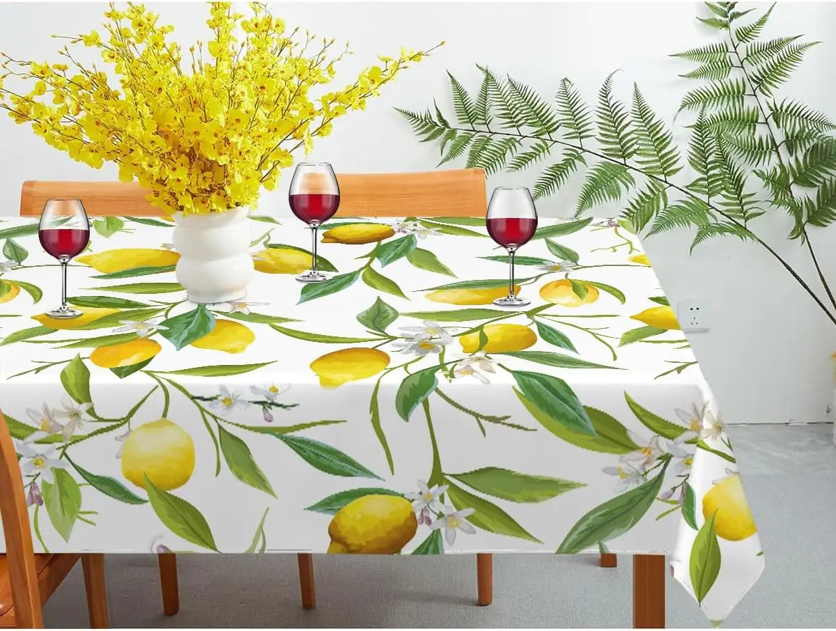 Nappe de table imperméable fleurs de citron jaune