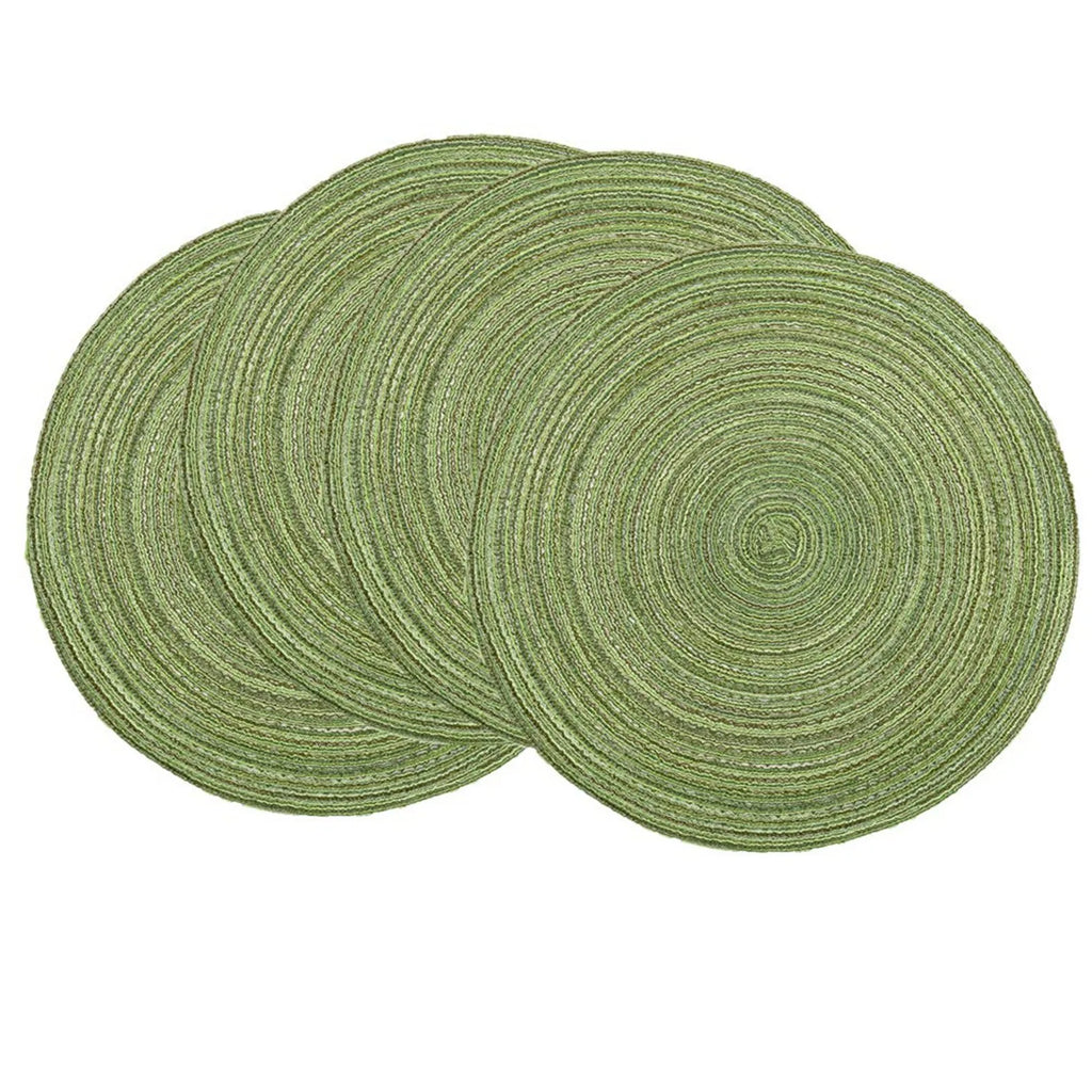 Lot de 4 napperons ronds tissés - Vert