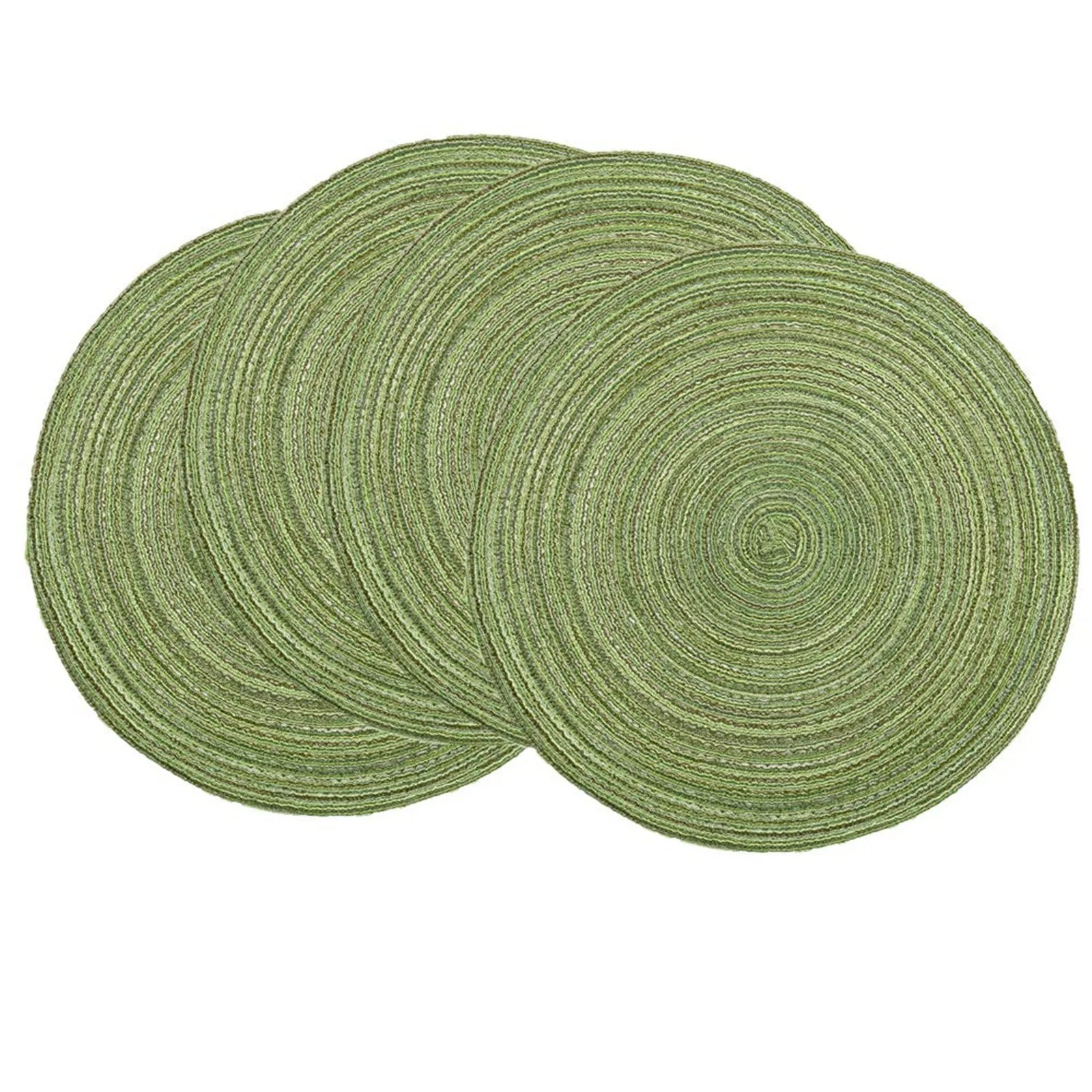 Lot de 4 napperons ronds tissés - Vert