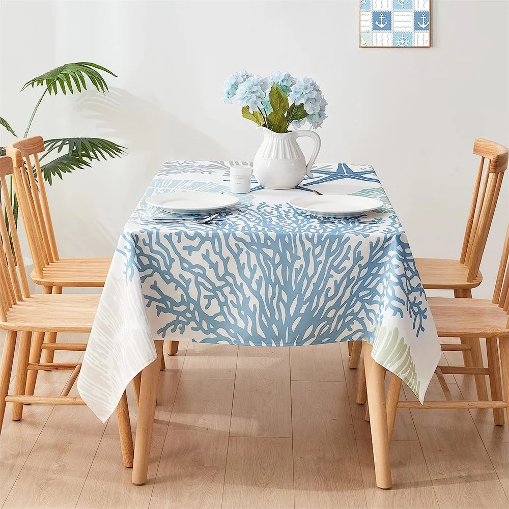 Nappe de table à imprimé corail et étoiles de mer