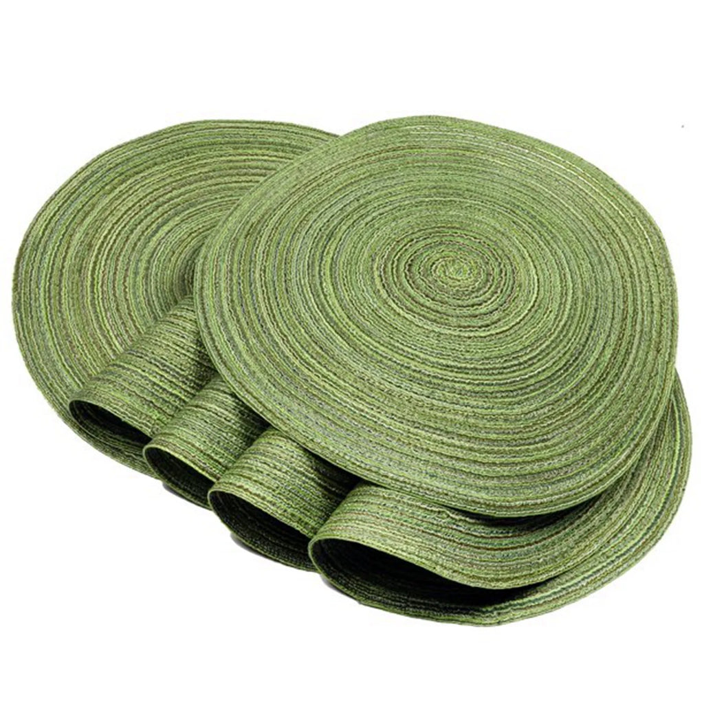 Lot de 4 napperons ronds tissés - Vert