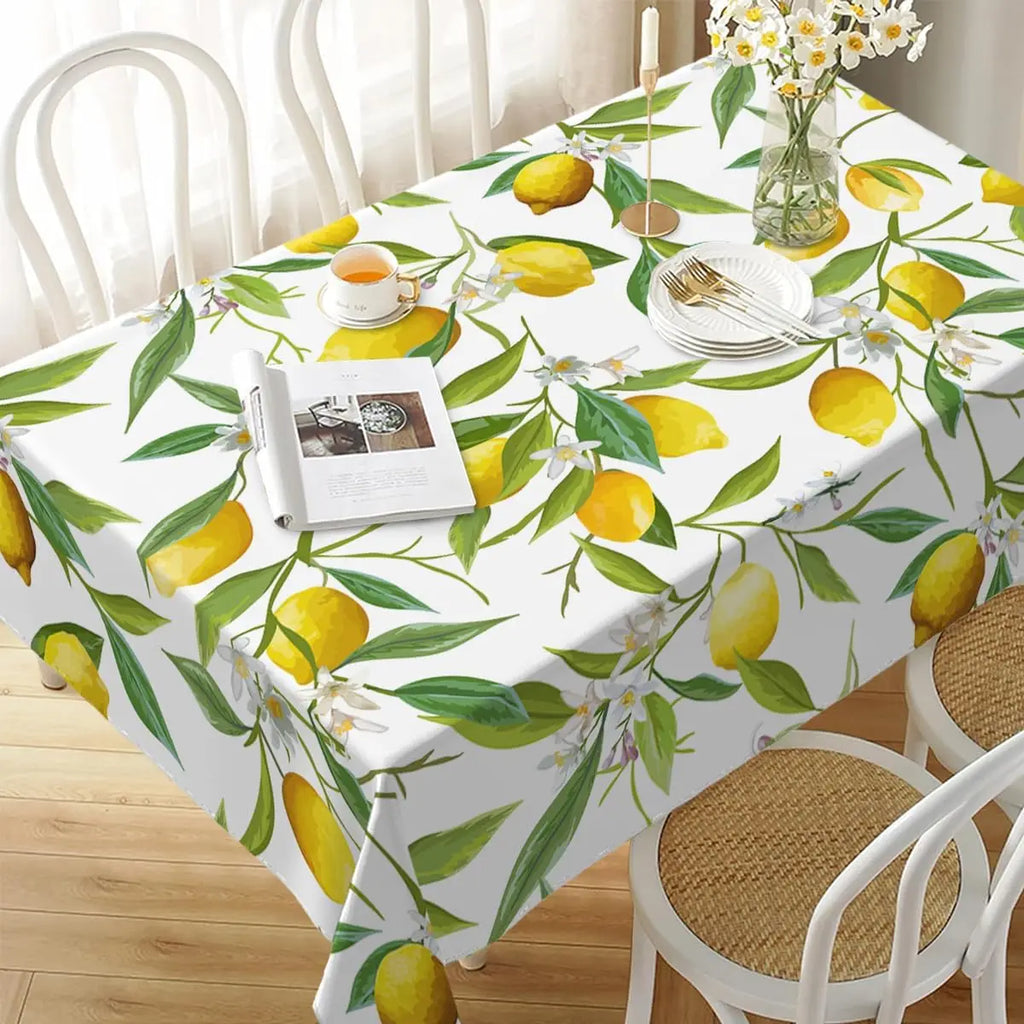 Nappe de table imperméable fleurs de citron jaune