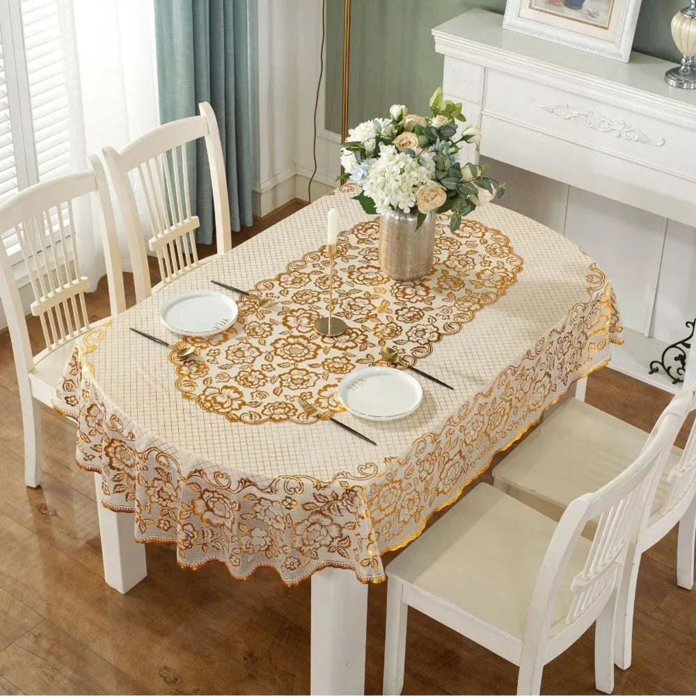 Nappe de table ovale brodée